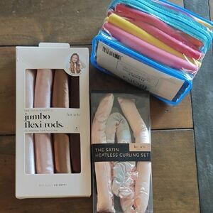 Kitsch Satin Curling Set with Flexi Rods in Pink and Brown